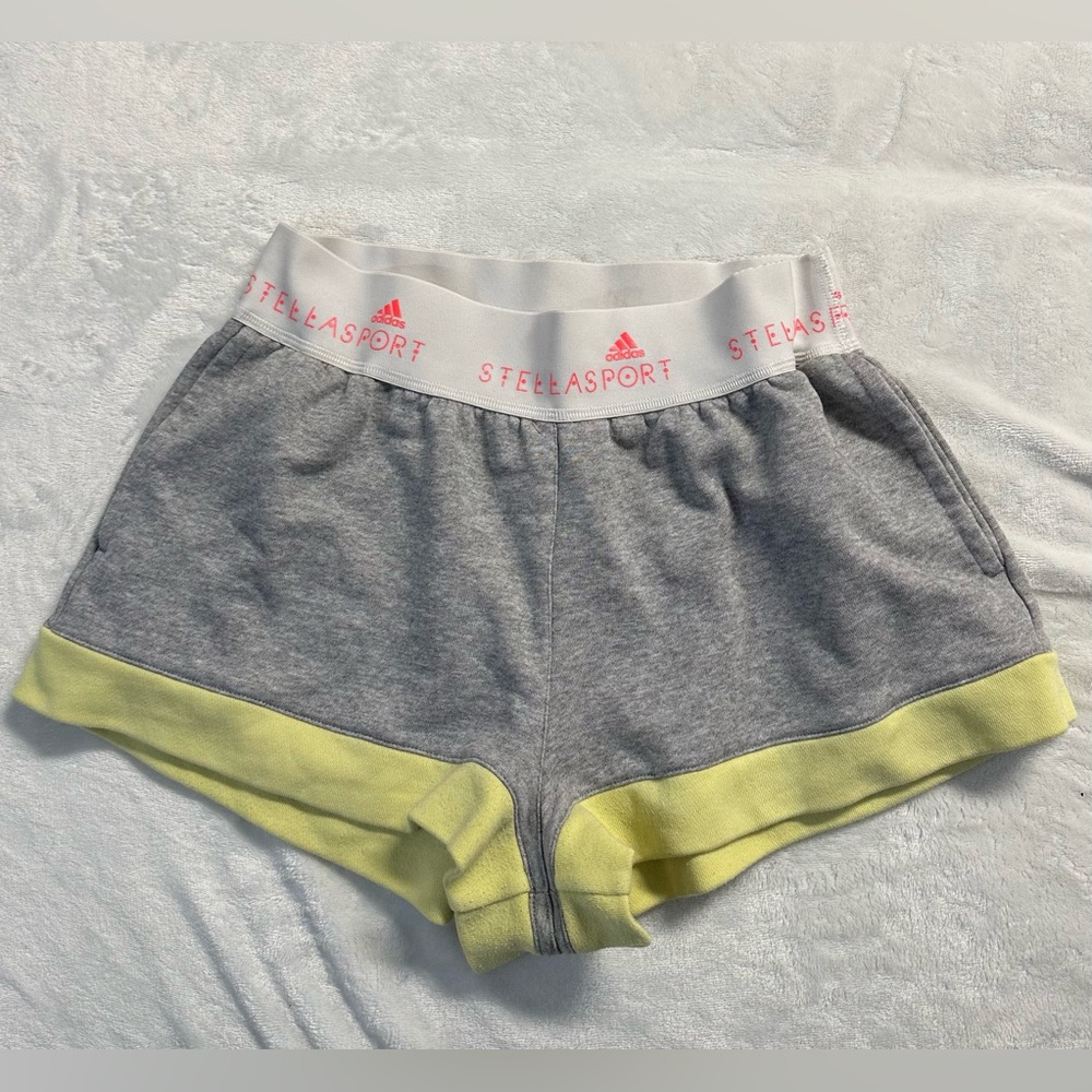 '16 ADIDAS BY STELLA women's grey multi cotton activewear shorts, M.